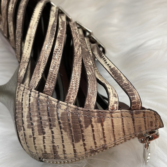 Tory Burch gladiator snake print caged heeled sandals EUC size 9 - Picture 11 of 11